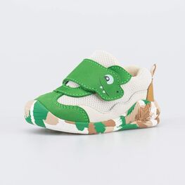 044014-71 Кроссовки на липучке Джунгли для мальчики бежевый + зеленый