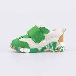 044014-71 Кроссовки на липучке Джунгли для мальчики бежевый + зеленый фото №2