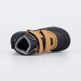 052162-33 Кожаные утепленные ботинки Первые шаги Смайл для мальчики черный + желтый фото №4