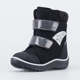 557004-43 Валенки на липучках Звездочка черный для девочки черный