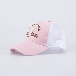 07809098-40 Кепка-бейсболка с сеточкой Медвежонок для девочки белый,розовый