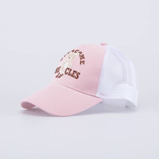 07809098-40 Кепка-бейсболка с сеточкой Медвежонок для девочки белый,розовый