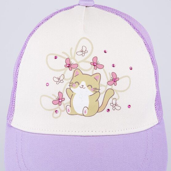 07809101-40 Кепка-бейсболка с сеточкой Котенок для девочки разноцветный фото №5