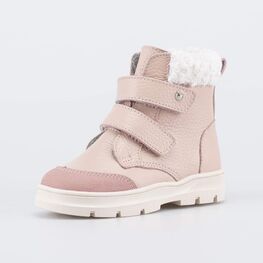352408-31 Демисезонные ботинки на липучках для девочки розово-бежевый