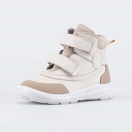 352410-33 Кожаные утепленные ботинки Смайл для девочки бежевый