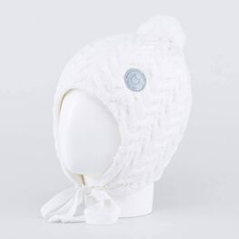 07811379-40 Зимняя шапка для девочки на завязках для девочки белый