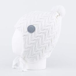 07811379-40 Зимняя шапка для девочки на завязках для девочки белый фото №2