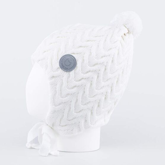07811379-40 Зимняя шапка для девочки на завязках для девочки белый фото №2