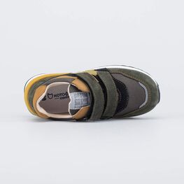 344456-71 Кожаные кроссовки на липучках для мальчики оливковый фото №4