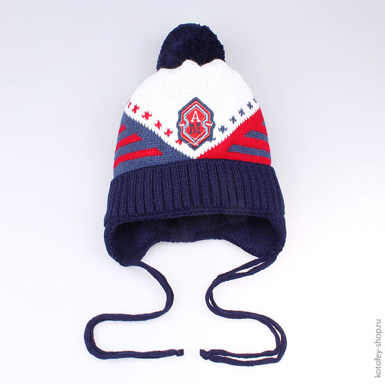 07711063-10 Шапка зимняя сине-красная для мальчики син-кра