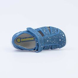 421061-12 Босоножки текстильные для девочки голубой фото №4
