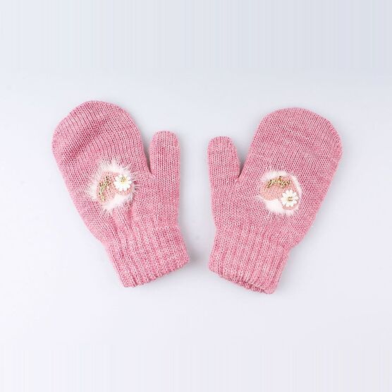 07821140-40 Варежки детские двухслойные фуксия для девочки фуксия фото №2