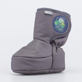 001117-43 Теплые меховые пинетки на липучке для мальчики серый