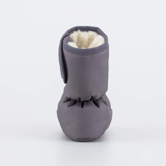 001117-43 Теплые меховые пинетки на липучке для мальчики серый фото №5