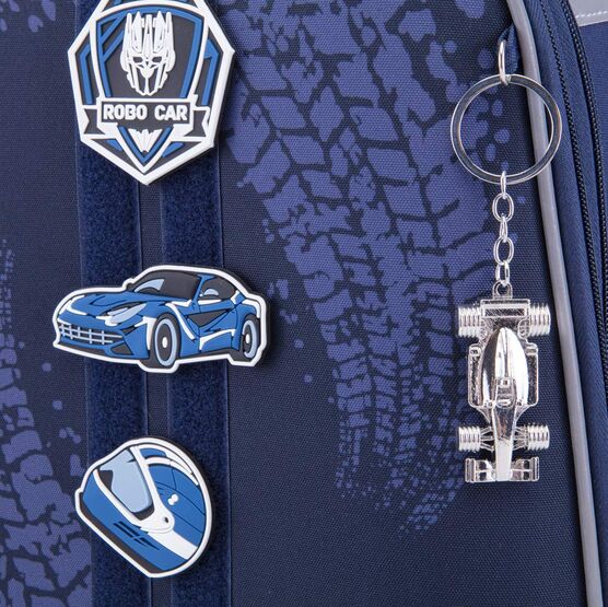 02704377-40 Рюкзак школьный с патчами-липучками Автогонки для мальчики черный фото №5