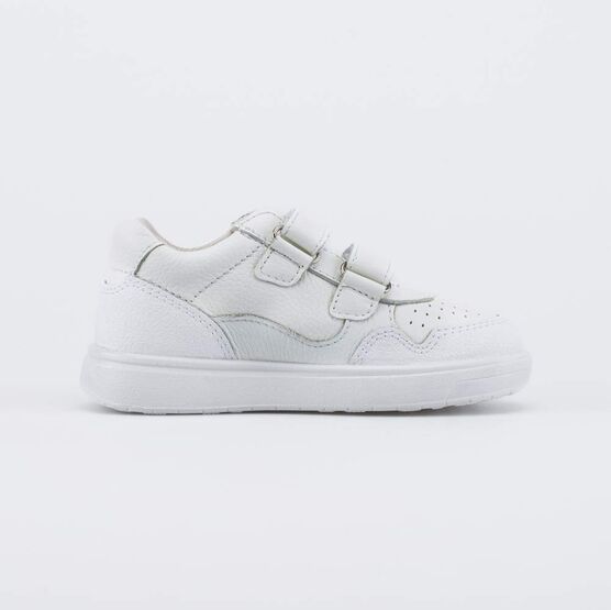 332165-11 Белые кожаные полуботинки на липучках для мальчики белый фото №2