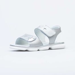 522163-21 Босоножки для девочки кожаные для девочки серебрист.