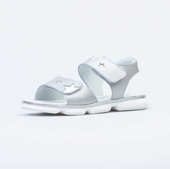 522163-21 Босоножки для девочки кожаные для девочки серебрист.