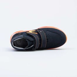 352269-24 Кожаные ботинки на весну/осень Оранжевая молния для мальчики синий фото №4