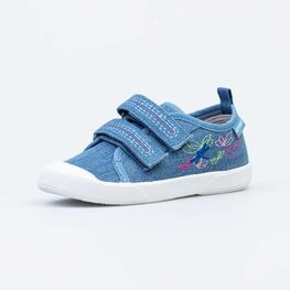 331181-12 Голубые кеды из хлопка с вышивкой для девочки голубой