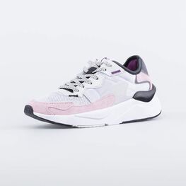 744173-13 Кроссовки для девочки-подростка на шнурках для девочки сер-роз