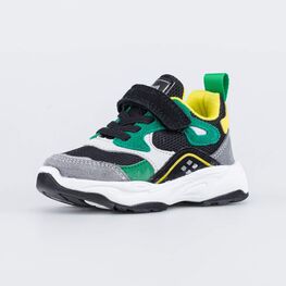 144201-72 Кроссовки с кожаными вставками для мальчики чер-зел