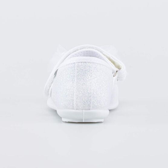 431198-72 Нарядные туфли с бантиком для девочки белый + серебристый фото №5