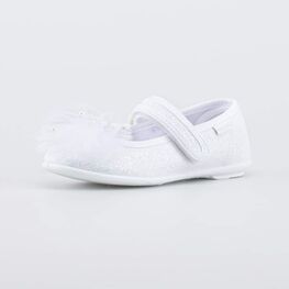 431198-72 Нарядные туфли с бантиком для девочки белый + серебристый