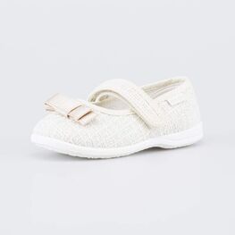 231289-11 Текстильные туфли для девочки Бантик для девочки бежевый