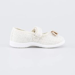 231289-11 Текстильные туфли для девочки Бантик для девочки бежевый фото №2