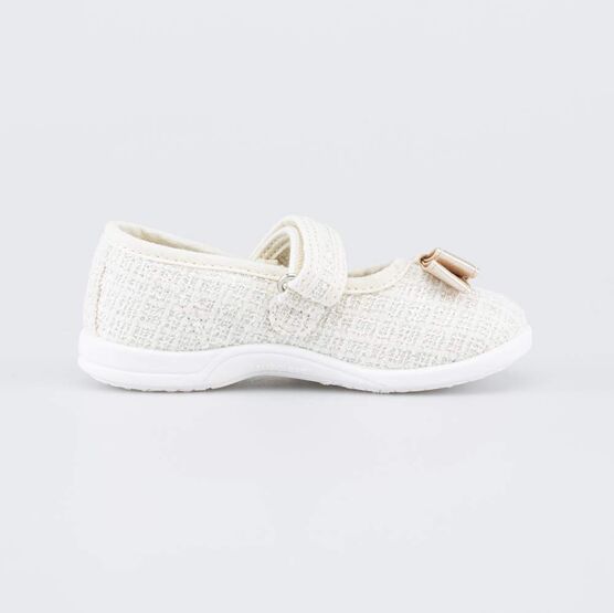 231289-11 Текстильные туфли для девочки Бантик для девочки бежевый фото №2