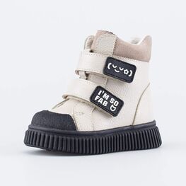 152375-51 Зимние ботинки на липучках для девочки бежевый