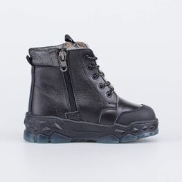 352375-53 Зимние ботинки на молнии Графический Зайка для девочки черный фото №2