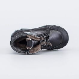 352375-53 Зимние ботинки на молнии Графический Зайка для девочки черный фото №4