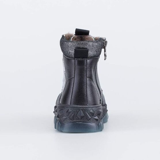 352375-53 Зимние ботинки на молнии Графический Зайка для девочки черный фото №5