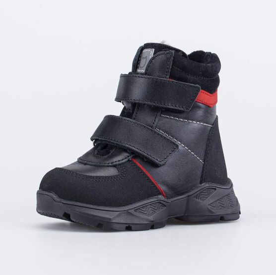 352392-51 Зимние ботинки на липучках для мальчики черно-красный