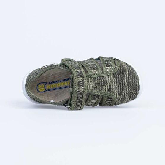 421058-14 Сандалии текстильные для мальчики оливковый фото №4