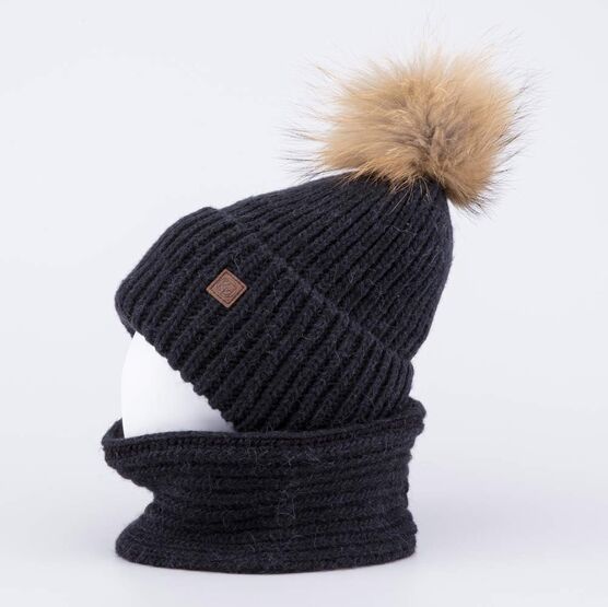 07711578-40 Шапка и снуд черный для мальчики черный фото №2