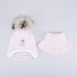 07811561-42 Шапка и снуд Зайка розовый для девочки розовый фото №4