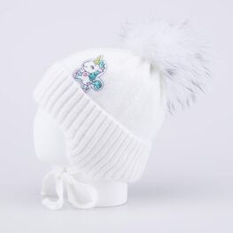 07811562-40 Шапка детская Единорог белый для девочки белый фото №2