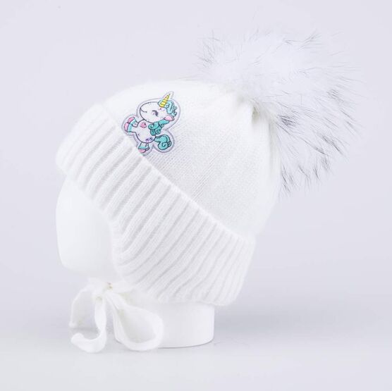 07811562-40 Шапка детская Единорог белый для девочки белый фото №2