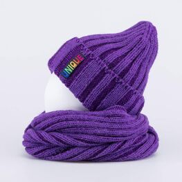 07811571-41 Шапка и снуд фиолетовый для девочки фиолетовый фото №2