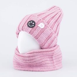 07811571-42 Шапка и снуд розовый для девочки розовый