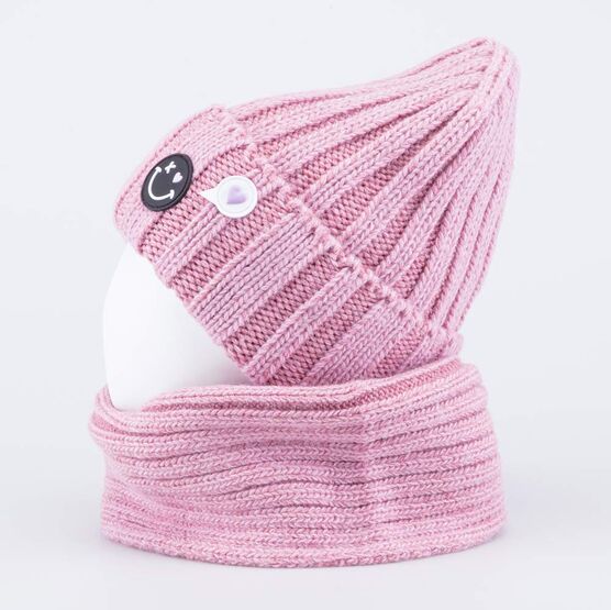 07811571-42 Шапка и снуд розовый для девочки розовый фото №2