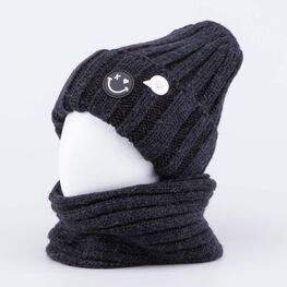 07811571-43 Шапка и снуд черный для девочки черный