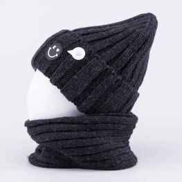 07811571-43 Шапка и снуд черный для девочки черный фото №2