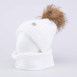 07811577-41 Шапка и снуд белый для девочки белый