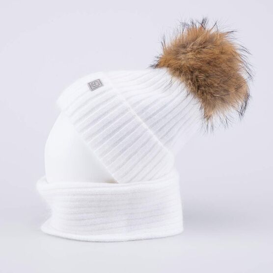 07811577-41 Шапка и снуд белый для девочки белый фото №2