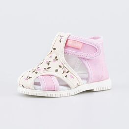 121065-71 Текстильная обувь для первых шагов Ягодки для девочки бежевый + розовый