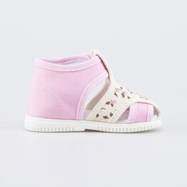 121065-71 Текстильная обувь для первых шагов Ягодки для девочки бежевый + розовый фото №2